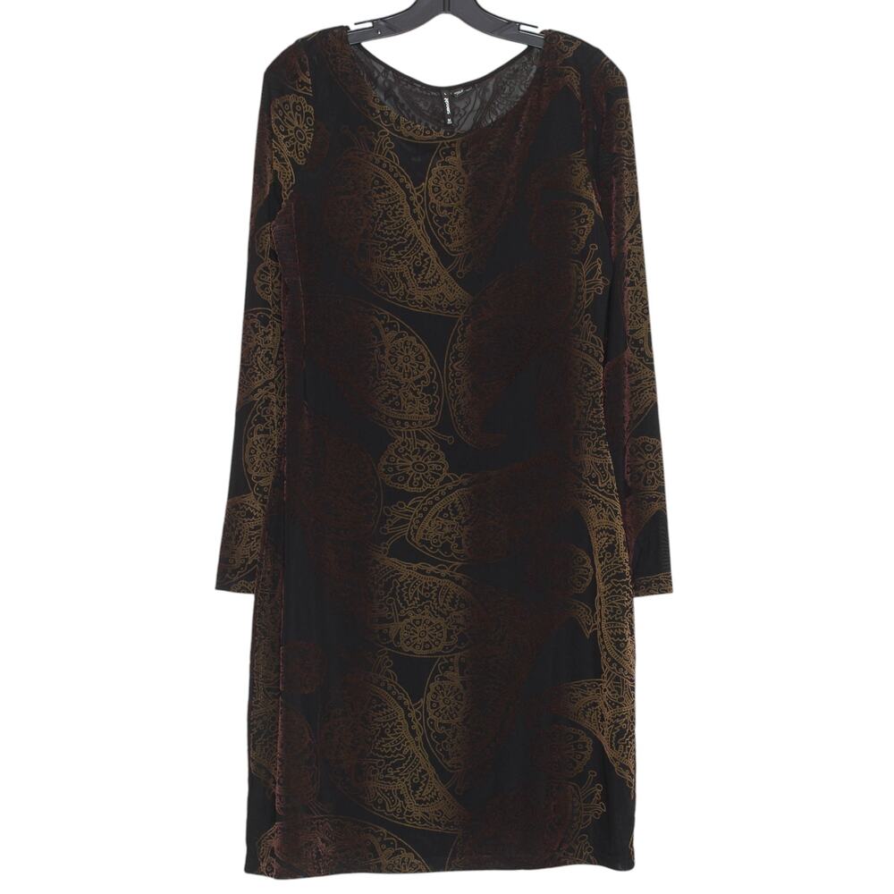 Smash Dress Velvet Burnout Whimsigoth Fairy Grunge Paisley 70s Black Brown Large